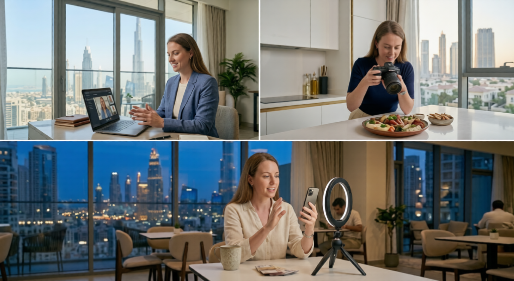 skills based extra income Dubai 2026 teaching photography content