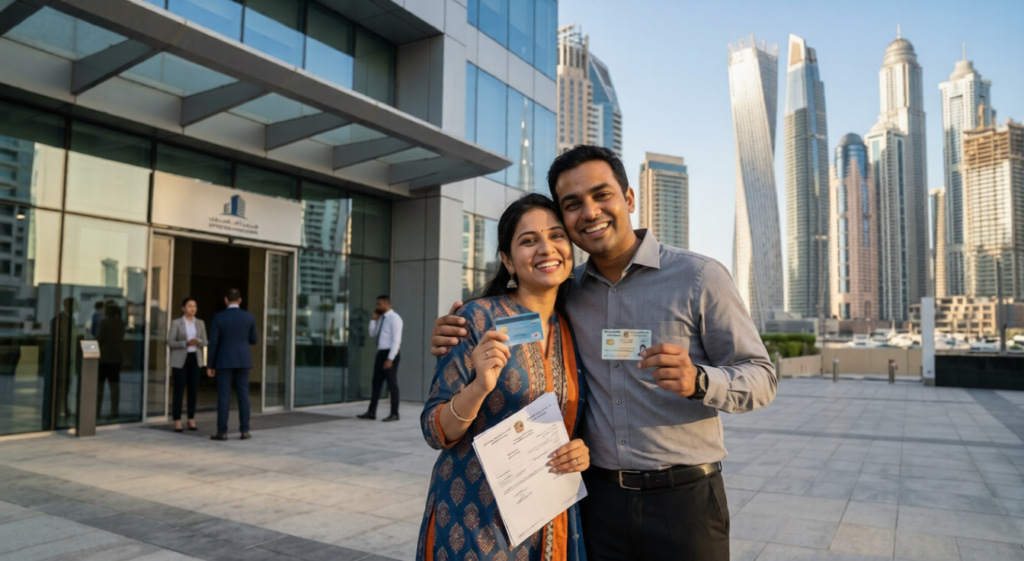 Indian expat Dubai residence visa Emirates ID job 2026 completed