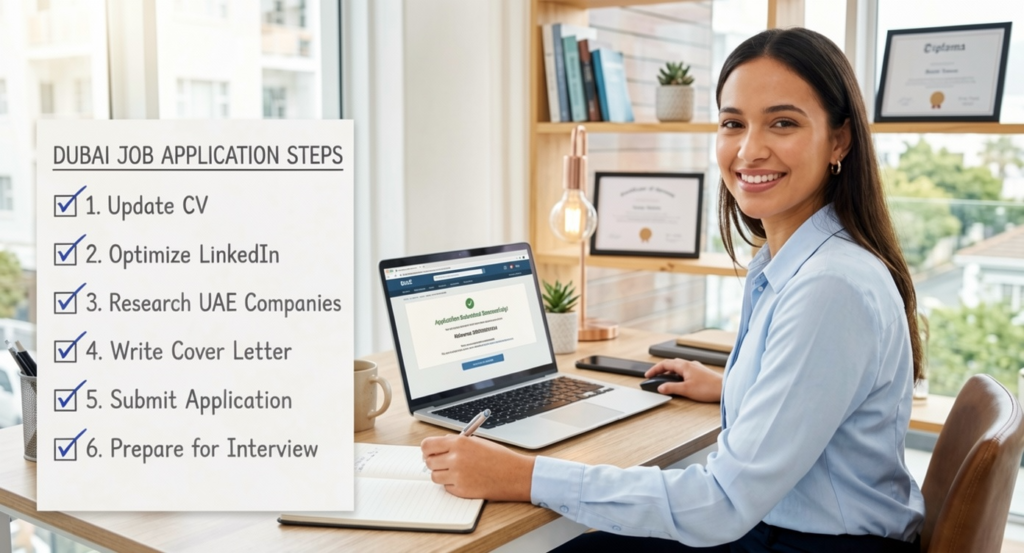 Fresher reading a job offer from a Dubai company